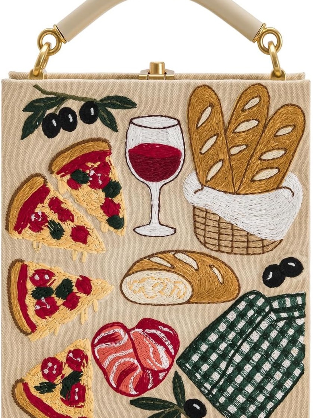 JW Pei Elle Picnic Pattern Book Top Handle Bag - khaki